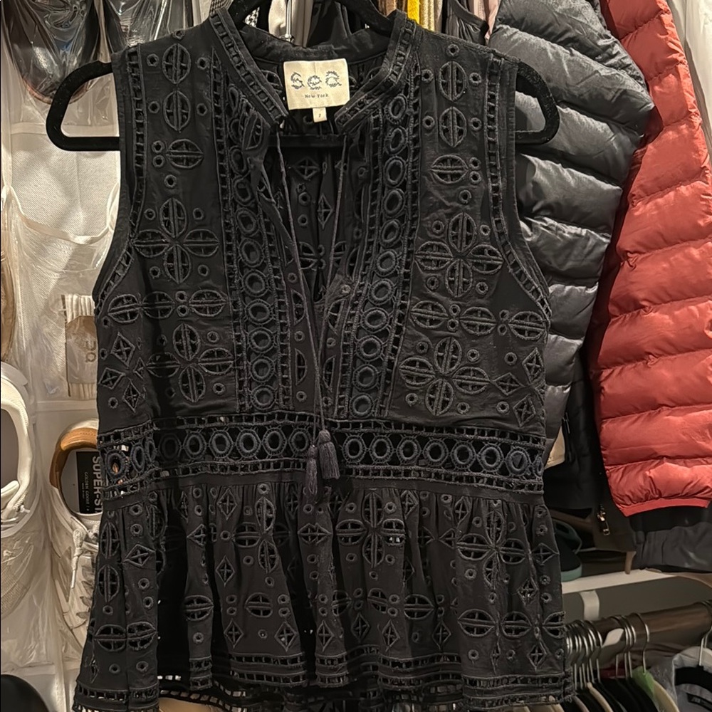 Sea Black Sleeveless Peplum Blouse